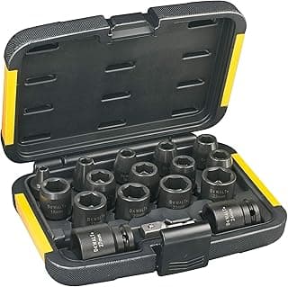 Set of 16 impact sockets - sockets and cases with adapter and female sockets - drive size 1/2" - DT7506- QZ