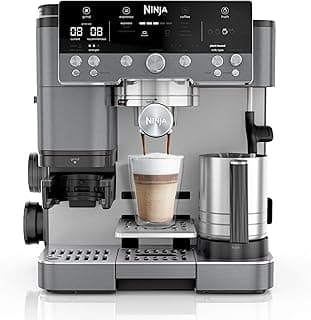 Ninja Luxe Premier, Machine a cafe a grain barista semi-automatique, 3-en-1: espresso, extraction froide et café filtre, Broyeur et mousseur intégrés, Avec pichet et tasseur, Gris Métalisé, ES601EUGM