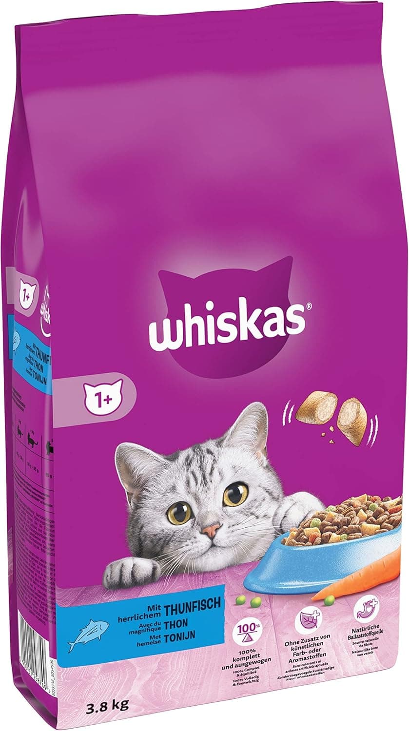 WHISKAS Tuna Food for Adult Cats 3.8 kg, Pack of 3