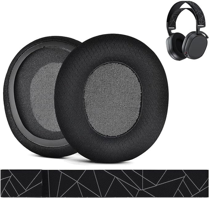 Replacement Ear Pads and Headband for SteelSeries Arctis 7/9 / Pro & Prime Wireless Gaming Headset etc. by MMOBIEL - Mesh Fabric Cushions & Flexible Fabric Headband for Headphones - Image 1