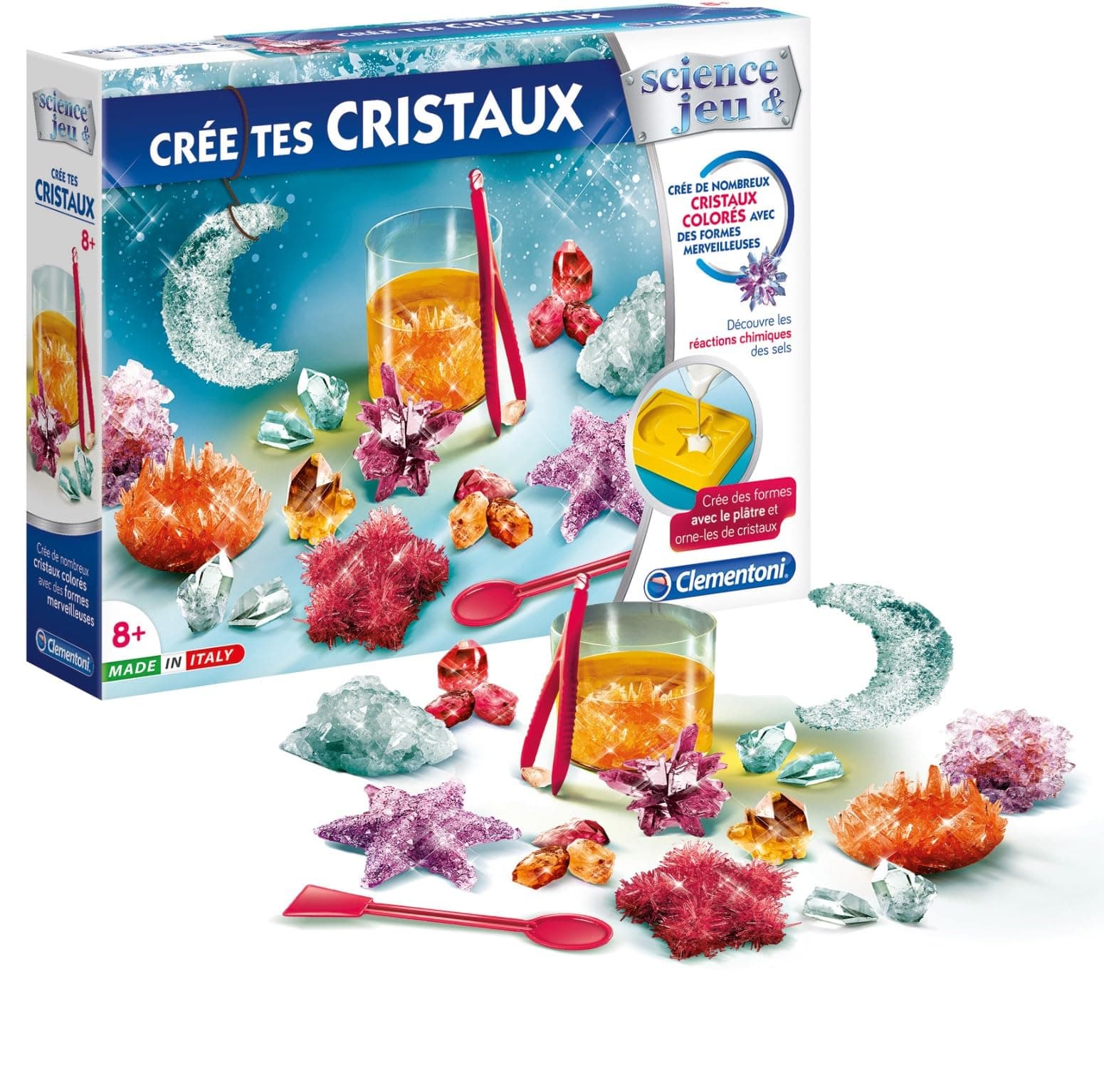 Clementoni Clementoni | Science & Play – Create Your Crystals for Children 8+ | Chemistry and Geology DIY Science Kit | Home Crystal Experiments | Manual Scientific Game | Educational Activity to Make
