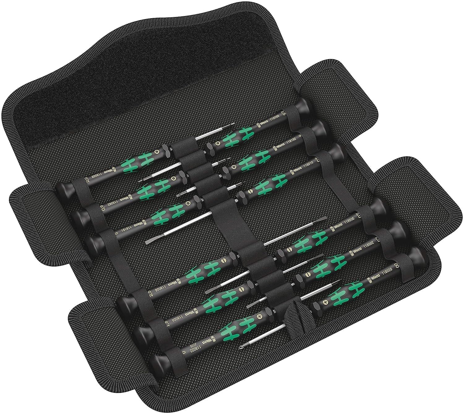 Wera 05073675001 Kraftform Micro-Set/12 SB 1 Electronic Screwdriver Set, 12 Pieces, Green