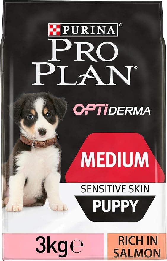 PRO PLAN Medium Puppy Sensitive Skin with Optiderma Rich in Salmon – 3 kg – Food for Medium Puppies - Image 1