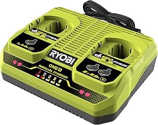 Ryobi RYOBI - Double Chargeur Simultané Lithium sans Fil 18V One+ - 2 Ports (4,0 A + 2,0 A) - Technologie IntelliPort, Mode Économie d’Énergie, Indicateurs LED - RC18240
