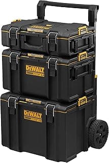 Toughsystem DWST83402-1 3-in-1 Kit – 2 Small and Medium Capacity Boxes and 1 Mobile Case Large Capacity – IP65-554 x 500 x 1150 mm – Robust – Tag Tool Connect Black/Yellow