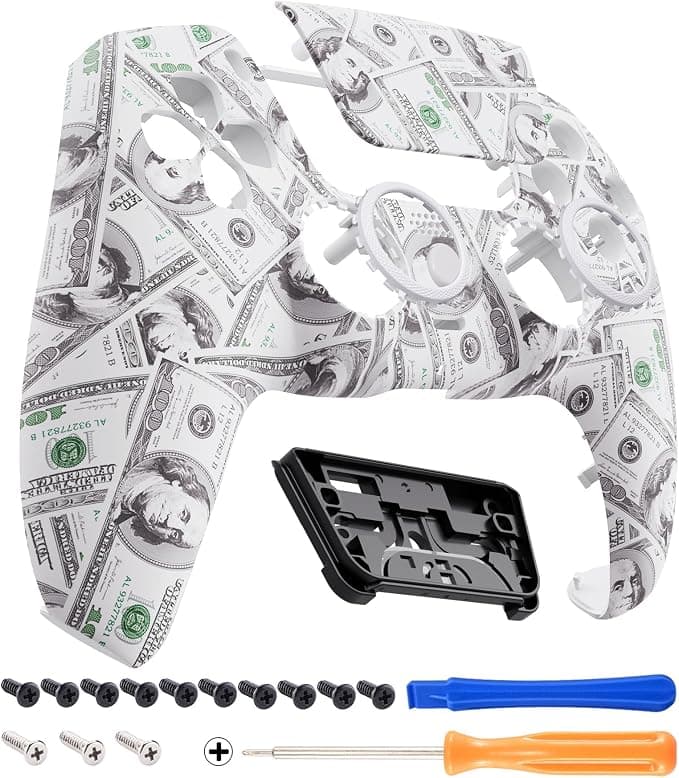 eXtremeRate Luna Controller Case for PS5 BDM-010/020/030/040/050, Faceplate for PS5 Controller with Touchpad and Banknote - Image 1