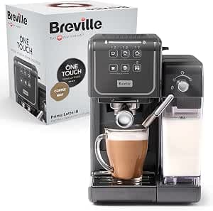 Breville Prima Latte III Coffee Maker, Espresso Machine, Cappuccino and Latte Machine, 19 Bar Italian Pump, Automatic Milk Frother, Compatible with ESE Pods, Grey [VCF146X]
