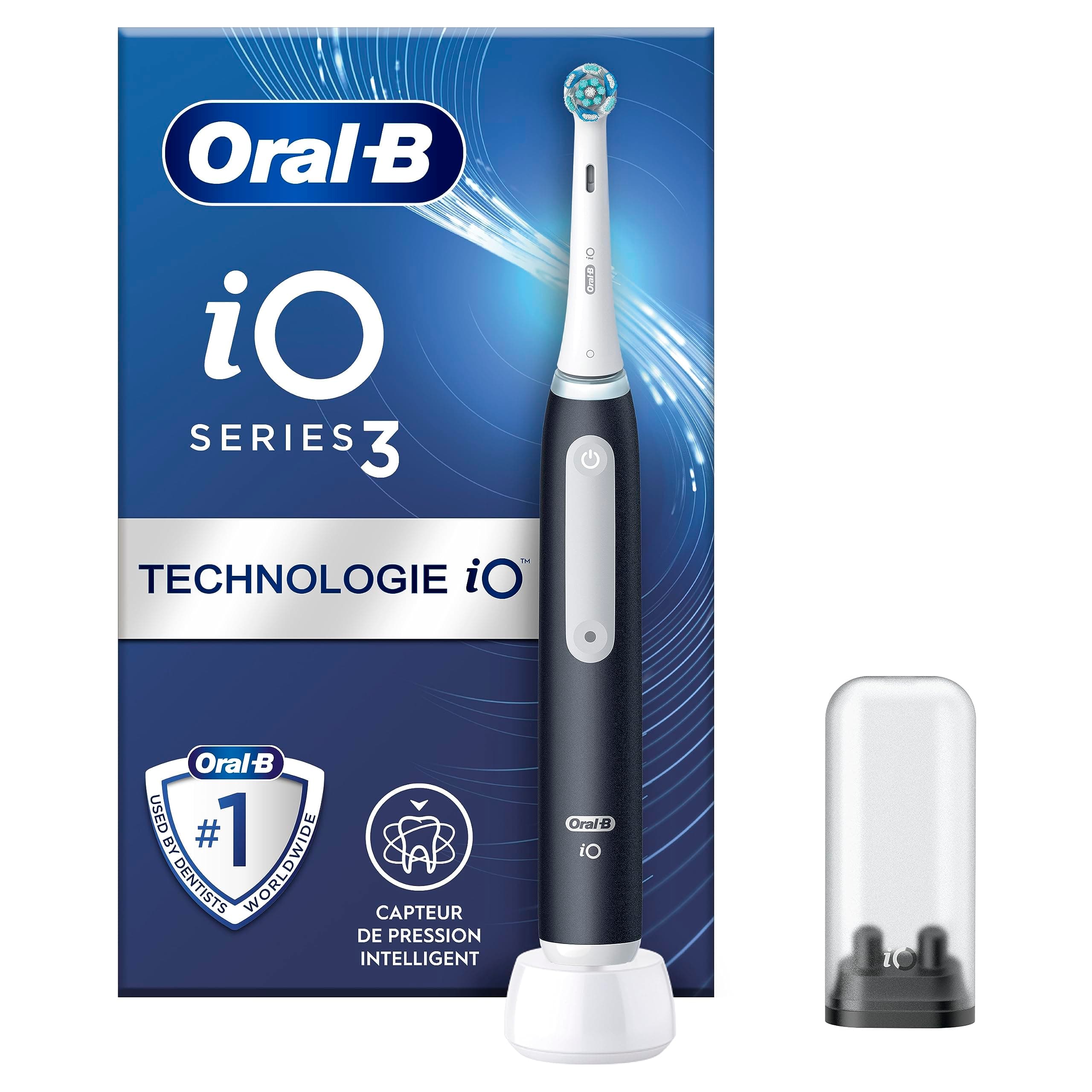 Oral-B iO 3 Brosse A Dents Electrique Noire, Pour Adultes, Modes De Nettoyage Avec Blancheur, Doux Pour Les Gencives, Capteur De Pression, Brossette Oral B De Rechange, Chargeur, Porte-Brossettes - Image 10