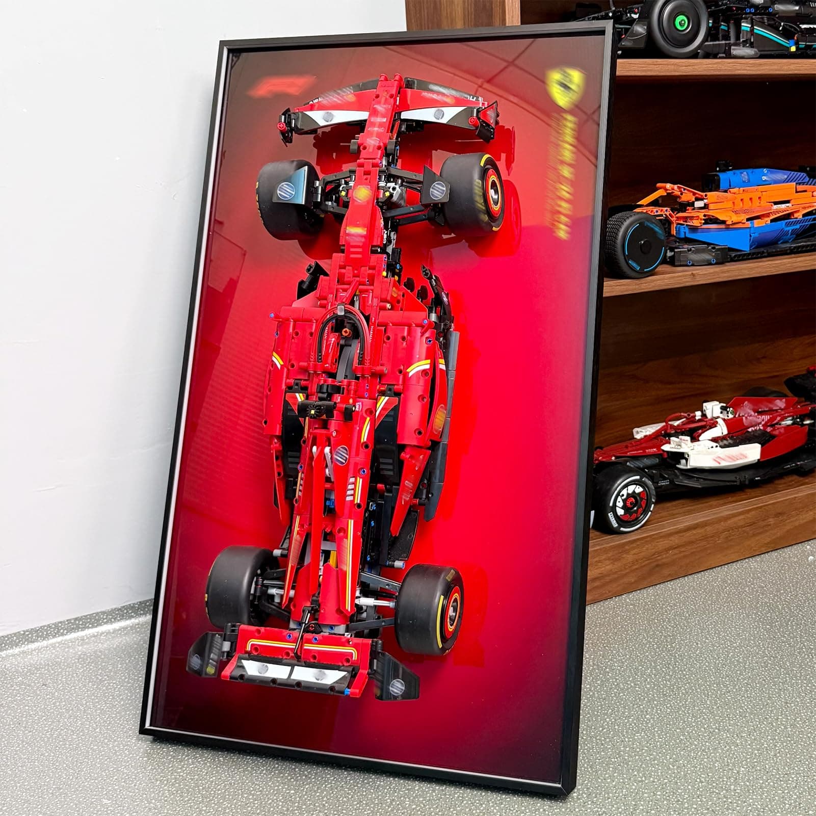 LEGO WETCEAOM Frame for Lego Technic Ferrari SF-24 F1 Car 42207, Wall Picture for Lego F1 Lovers, Wall Display Frame for Adult Collectibles -75 x 45 cm Frame Car Wall Mount (No Car)