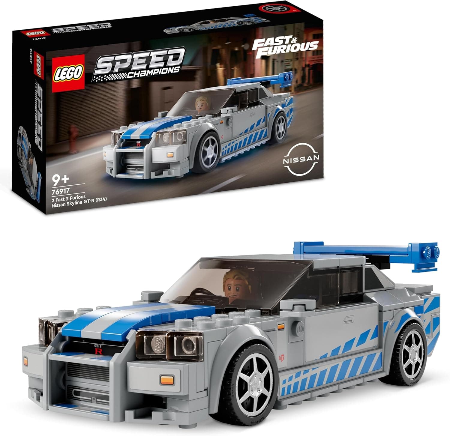 LEGO LEGO Speed Champions Nissan Skyline GT-R (R34) 2 Fast 2 Furious - Maquette de Voiture de Course à Construire avec Minifigurine Brian O'Conner - Idée Cadeau pour Garçons et Filles dès 9 Ans 76917