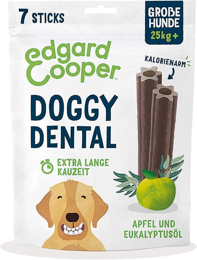 Edgard & Cooper - Bâtonnets dentaires pour adultes - Sans céréales, eucalyptus et pommes savoureuses - Barre d'hygiène buccale pour grands chiens (1 pièce) - Image 1