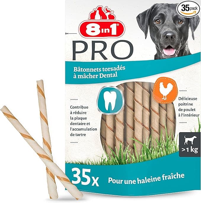 8in1 Delights Twisted Serrated Dog Sticks (>1kg) - 35 Pieces