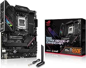 ASUS ROG STRIX B650E-F Gaming Wifi - AMD Ryzen AM5 ATX Motherboard (12 plus 2 Power Phases, DDR5, 3 x M.2, PCIe 5.0, WiFi 6E, 2.5G LAN, USB 3.2 Gen 2x2 Type-C port, Aura Sync RGB)