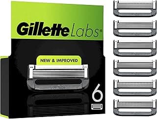Gillette Labs Lot De 6 Recharges De Rasoir Pour Hommes, AUTHENTIQUES, A 5 Meilleures Lames De La Marque, Barre Exfoliante Pour Un Rasage Doux Et Efficace, Compatibles Avec Les Manches GilletteLabs