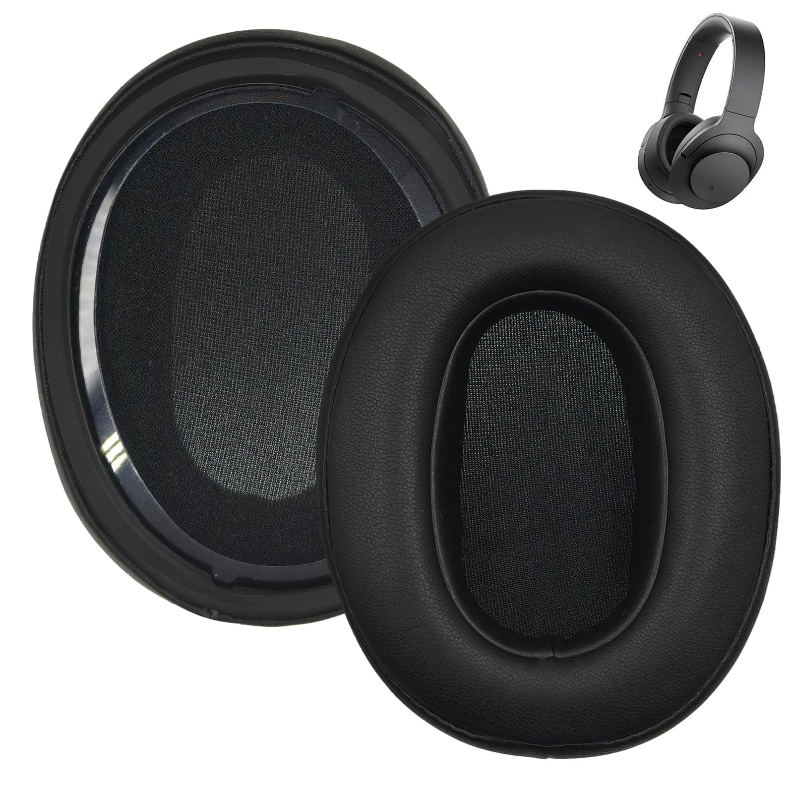 1 Pair of Ear Pads for Sony WH-XB900N, WH-CH710N, WH-CH720N, WH-RF400, MDR-RF895RK Over-Ear Headphones with Phonic Insulation Foam (Protein Leather - Black) - Image 1