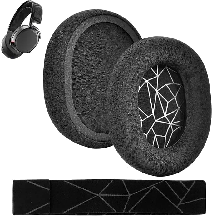 1 Pair Mesh Fabric Earpads and 1 Flexible Fabric Headband for SteelSeries Arctis 7/7+/7P/7P+/7X/7X+/9/9X/Pro/Prime (Not Suitable for Arctis Nova) Headset, with Sound Insulation Foam - Image 1