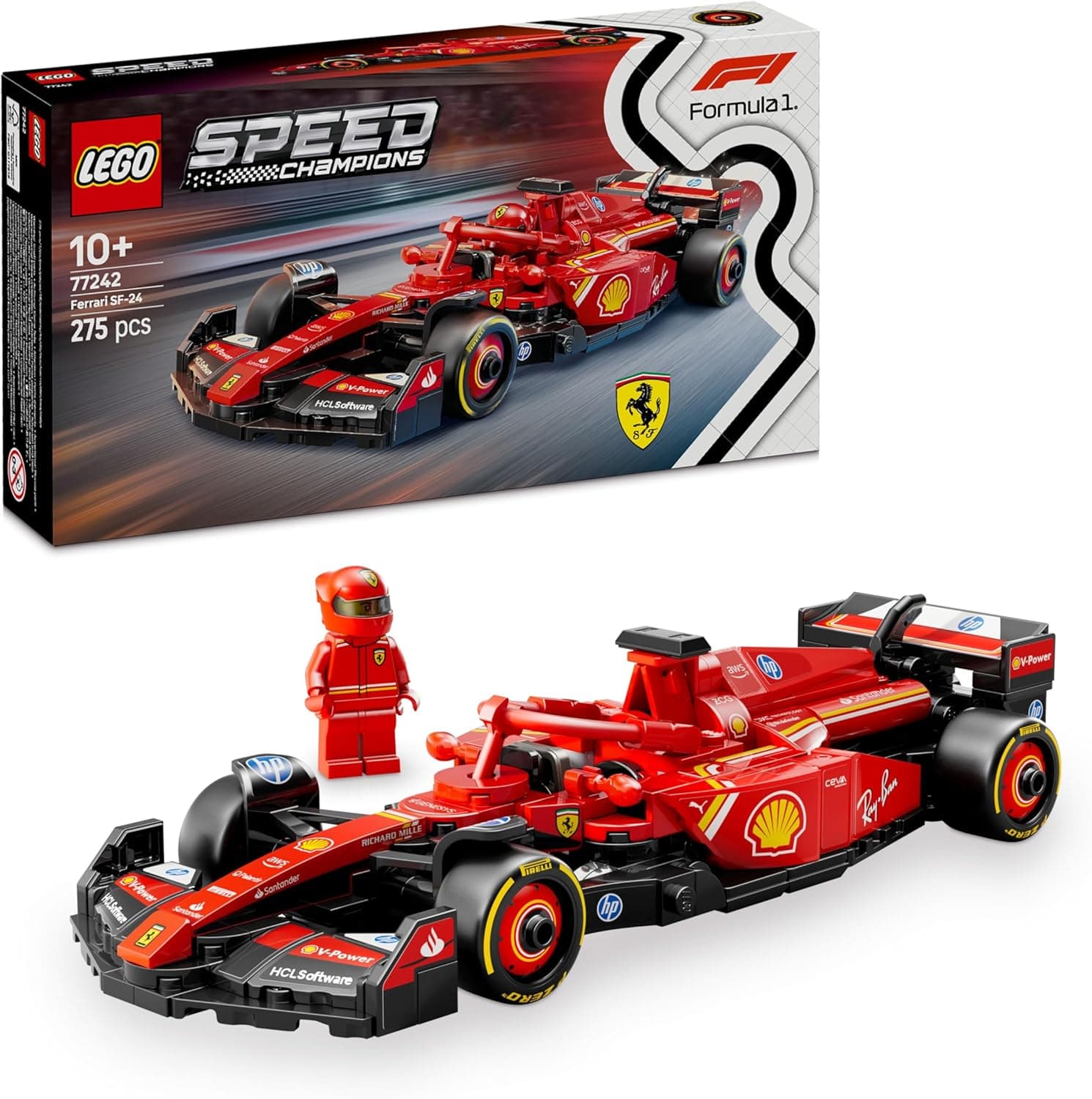 LEGO LEGO Speed Champions Voiture F1 Ferrari SF-24 - Jeu de Construction avec véhicule de Course - Inclut minifigurine Collector de Pilote de Formule 1 - Idée Cadeau pour garçon ou Fille 77242