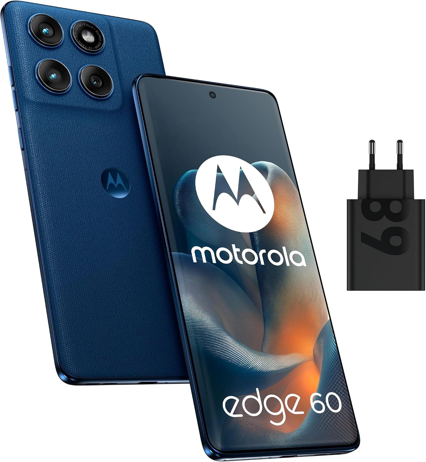 Motorola Edge 60 Smartphone Débloqué 12 Go + 256 Go, Écran 6,67" AMOLED, Appareil Photo 50 MP, Batterie 5200 mAh, Gibraltar Marine (Bleu), Coque + Chargeur 68W et Câble USB-C Inclus