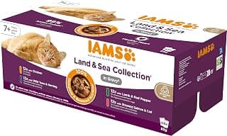 IAMS Advanced Nutrition - Nourriture Humide pour Chat à partir de 7 Ans – Lot de 48 sachets fraicheurs - Recette Terre/Mer en Sauce - sans OGM, sans colorants ni arômes artificiels - 48 x 85g