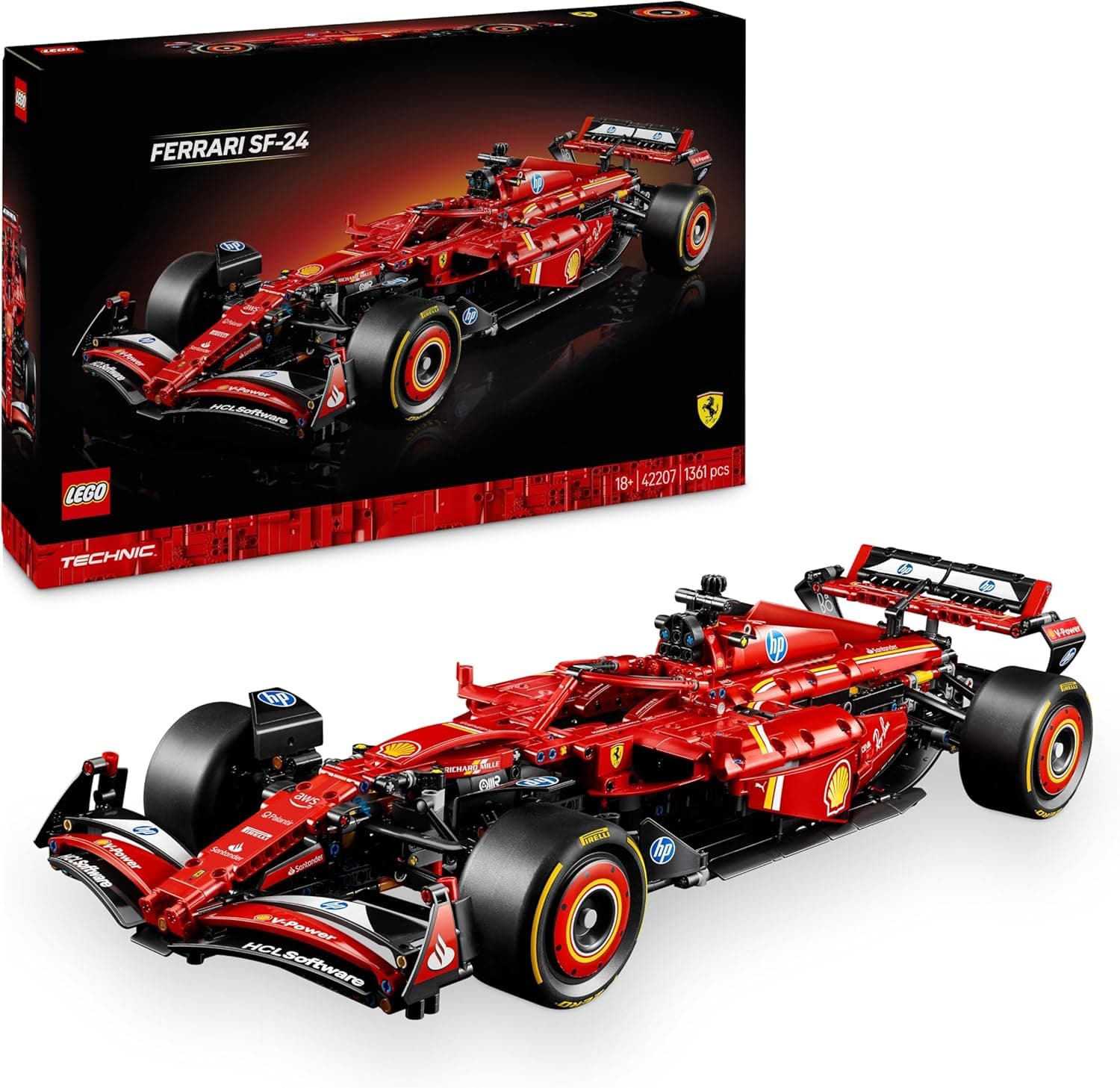 LEGO Technic F1 Ferrari SF-24 - Maquette de Voiture de Course Collector à échelle 1/8 - Inclut Moteur V6, boîte de Vitesses, DRS et Volant - Idée Cadeau pour Adulte et Adolescent 42207 - Image 1