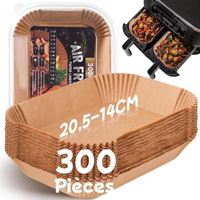 Baking Paper for Ninja Air Fryer, 300 Pieces 20.5 x 14 cm Rectangular Paper Liners Fryer Oil Free Accessories for Dual Zone Double Stack Air Fryer, Compatible with Ninja AF300EU/AF400EU - Image 1