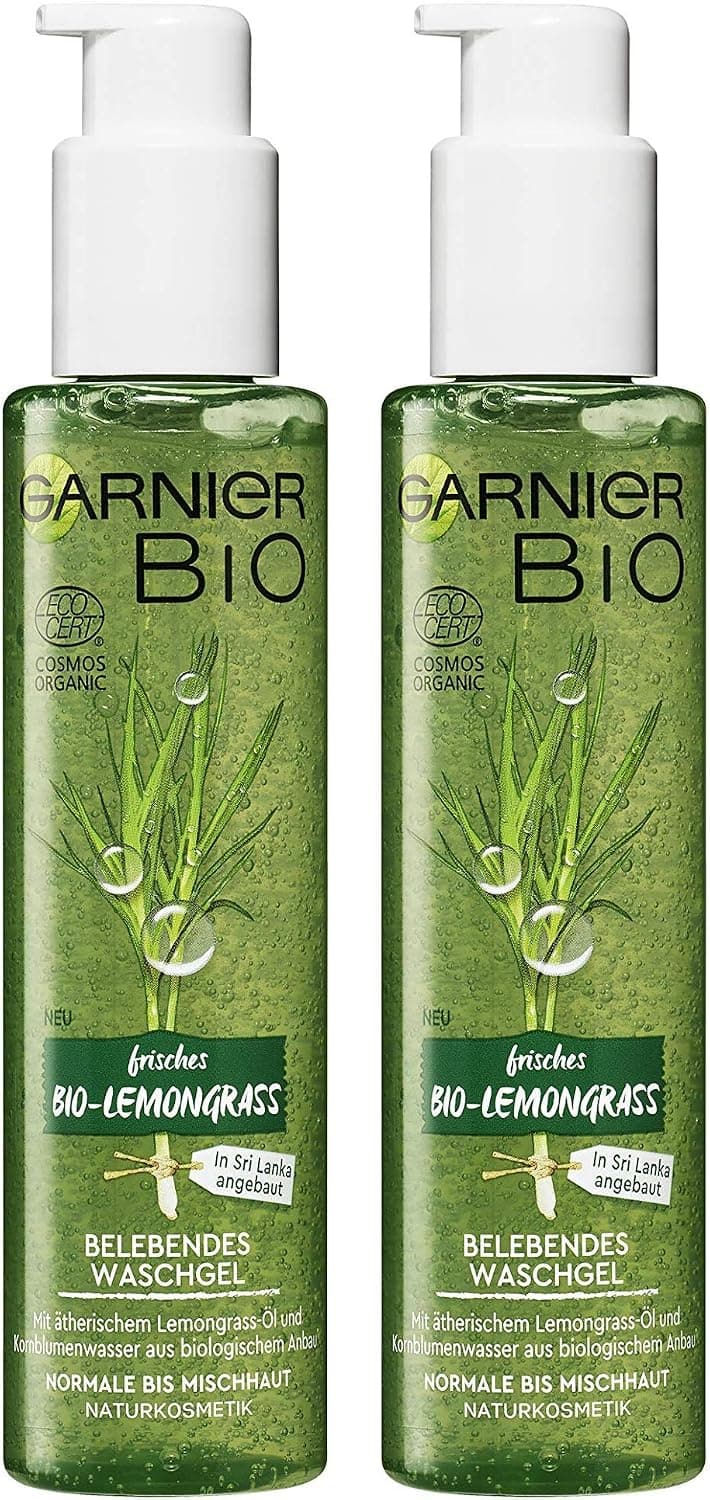 Garnier Bio Lessive Bio Lemongrass - Cosmétique Naturelle - Nettoyage Visage à la glycérine - Huile Essentielle (2 x 150 ml) - Image 1