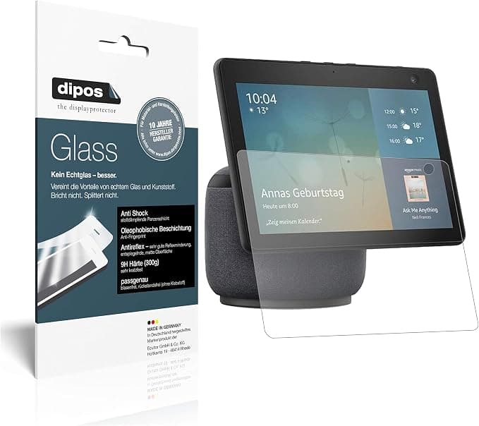 dipos I 2 x Screen Protectors Compatible with Amazon Echo Show 10 (3. Generation) Soft Glass Screen Protector 9H - Image 1