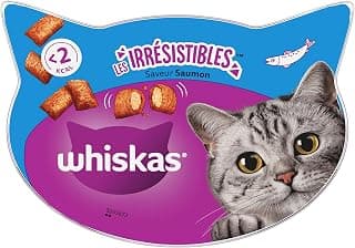 WHISKAS LES IRRÉSISTIBLES - Friandises au Saumon pour Chat Adulte - 8 Boîtes de 60 g - Croquantes à l'Extérieur et Fondantes à l'Intérieur
