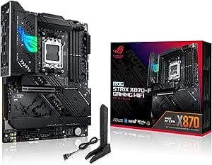 ASUS ROG Strix X870-F Gaming WiFi - AMD Ryzen AM5 X870 ATX Gaming Motherboard (DDR5, 16+2+2 DrMOS, 4x M.2, PCIe 5.0, WiFi 7, USB4 Type-C, USB 10G with PD 3.0 up to 30W, Aura Sync RGB)