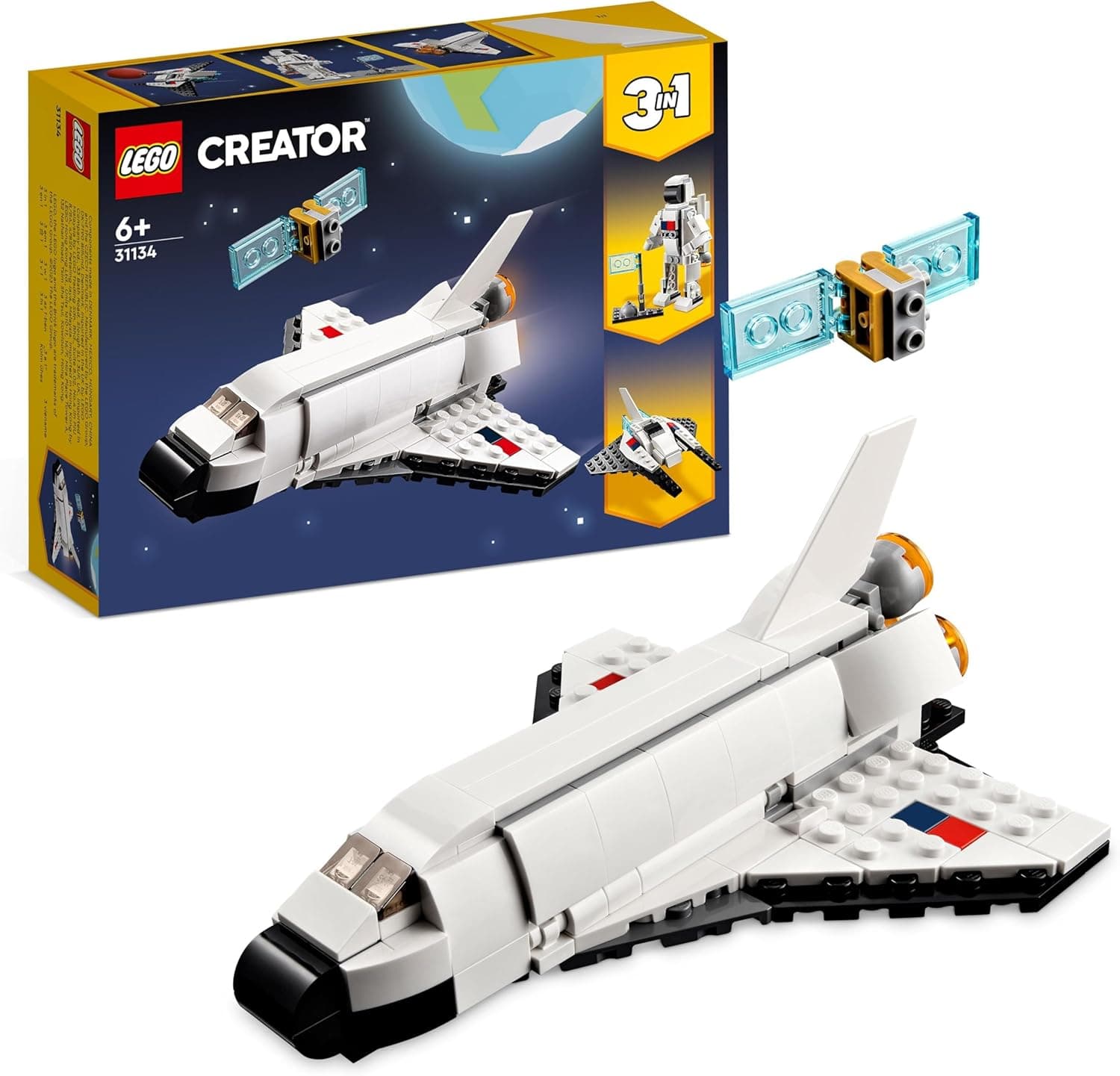 LEGO LEGO 31134 Creator 3-en-1 La Navette Spatiale, Jouet de Navette Spatiale en Vaisseau en Figurine Astronaute, pour Enfants, Garçons et Filles Dès 6 Ans, Idée Cadeau