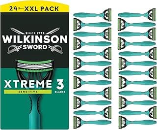 Xtreme 3 Sensitive Disposable Razor for Men, Ideal for Men's Toiletry Bags, Perfect for Daily Shaving, Pack of 24