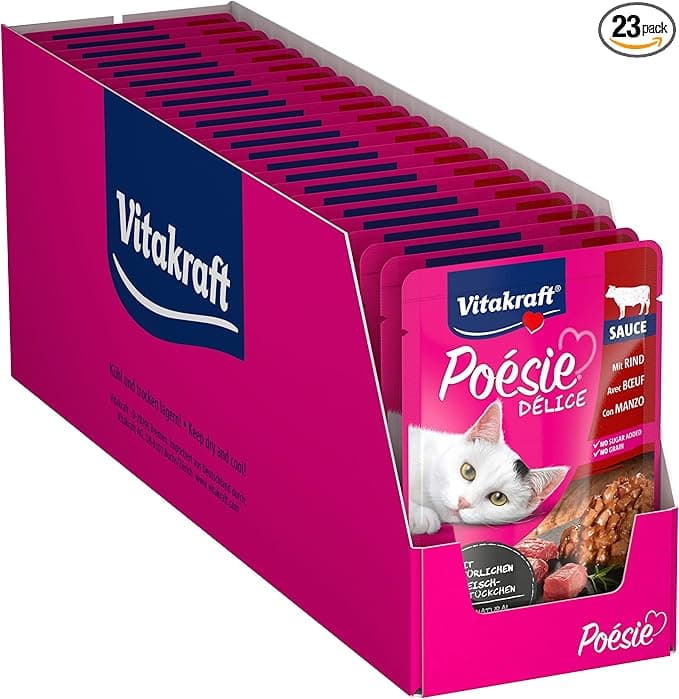 Vitakraft Vitakraft Poésie Délice, cat paté, sauce paté, with beef, economical format, no added sugar or cereal (23x 85g)