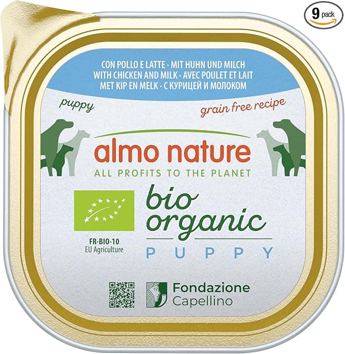 Almo Nature - Bio Organic - Wet Puppy Food with Chicken and Milk -Organic Puppy Pate - 9 trays of 300g - Image 1