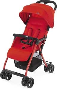 Chicco OHlalà 3 Baby Strollers Ultra Light, Compact, Foldable and Tilting from Birth to 15 kg, with Large Basket, Rain Cover Included and Extendable Roof – Red Passion