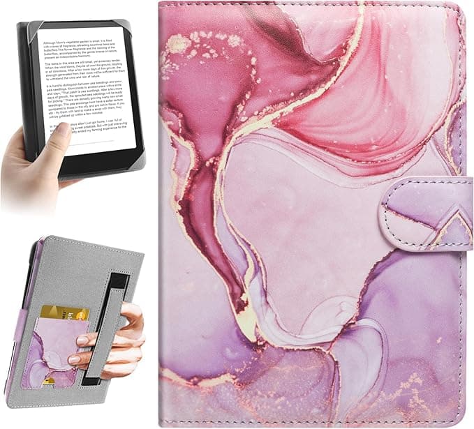 Sony HoYiXi Universal Case for 6-6.8 Inch Pocketbook/Tolino/Sony E-Book Reader 6.8 Inch Kindle Paperwhite/6 Inch New Kindle 2022 & 2019/Kobo Clara HD/Kobo Clara 2E Case, Dali Pink