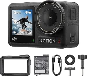 DJI Osmo Action 4 Essential Bundle - 4K/120 IPS Waterproof Action Camera with 1/1.3 Inch Sensor, Vivid Low Light Images, D-Log M 10-Bit Colors, Extended 1770mAh Battery
