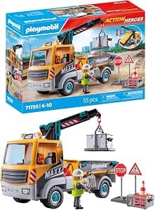 Playmobil | Action Heroes | Construction Truck with Crane | Children's Toy | Building Set | Toy for Children from 4 Years | 71750
