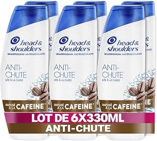 Head & Shoulders Anti-chute Shampoing Antipelliculaire 6x330ml Usage Quotidien - À la Caféine - Jusqu'à 100% Des Pellicules Éliminées, Cliniquement Prouvé - Tous Types de Cheveux et de Cuir Chevelu