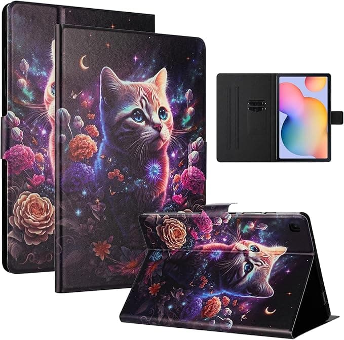 Case for Samsung Galaxy Tab S6 Lite 10.4 Inch PU Material Case Tablet Galaxy Tab S6 Lite Stand Function TPU Cover, Tabby Cat