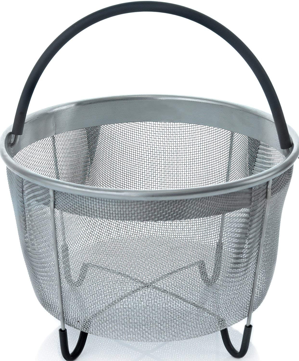 6QT Stainless Steel Steamer Basket with Handle for Instant Pot Accessories Fits Most Pressure Cookers - Steaming Vegetables, Eggs, 6qt Black - Image 1