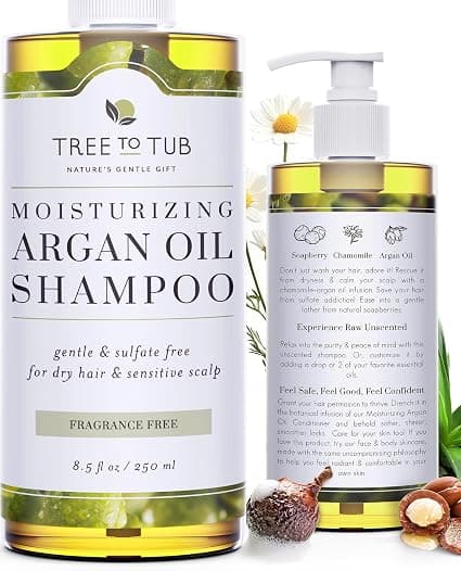 Ultra Gentle Shampoo for Very Sensitive Skin by Tree To Tub | pH 5.5 Balanced & Hypoallergenic Fragrance Free Shampoo for Damaged Scalp Psoriasis with Organic Moroccan Oil Wild Soapberries 8.5 oz - Image 1