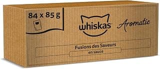 WHISKAS Aromatic Selection Sachets fraîcheur Fusions des Saveurs en Sauce pour Chat Adulte 4 variétés 84x85g
