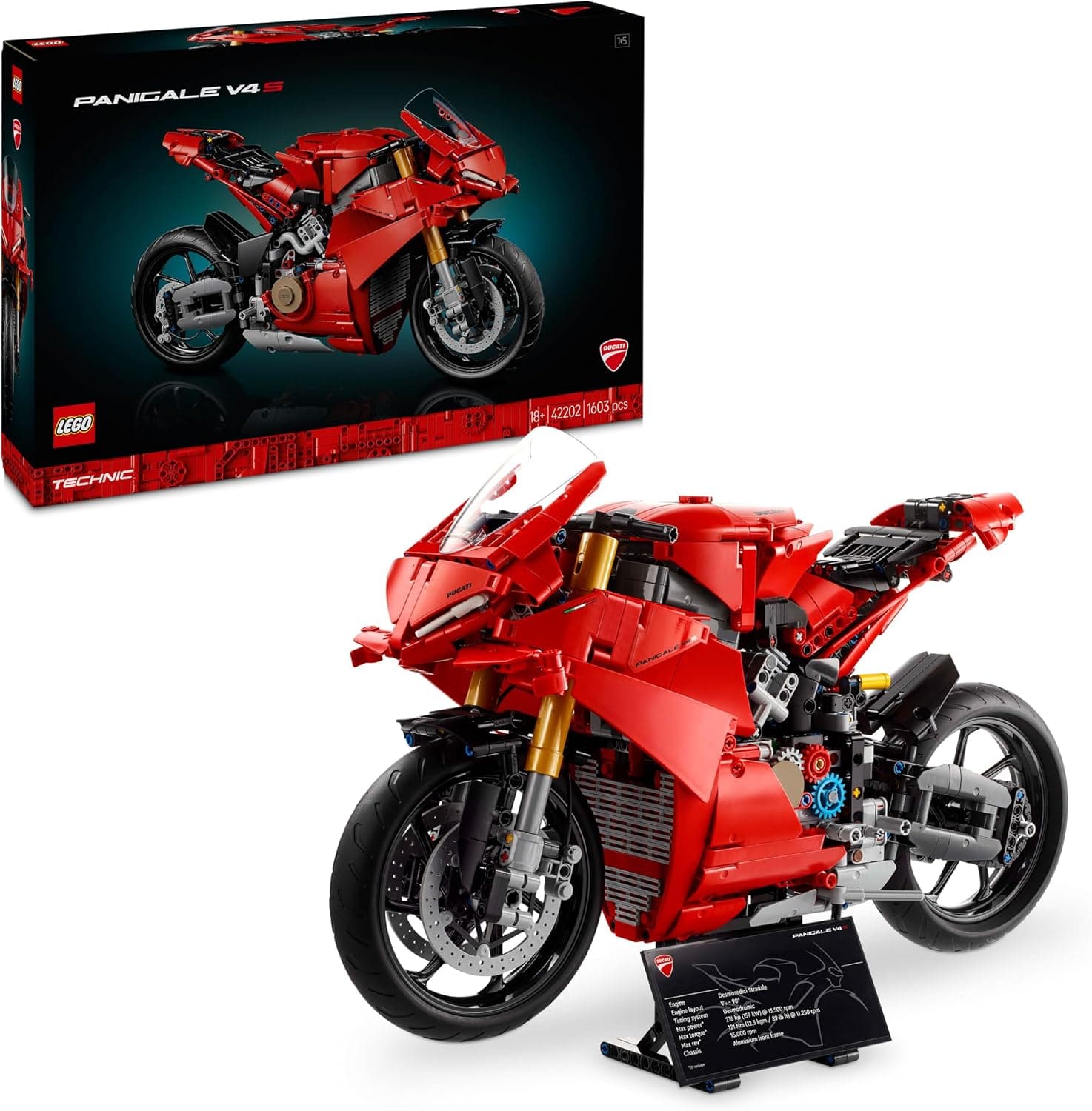 LEGO Technic La Moto Ducati Panigale V4 S - Moto à Construire pour Adulte, Homme et Femme - Blocs de Construction de véhicule - Idée de Cadeau pour Papa 42202