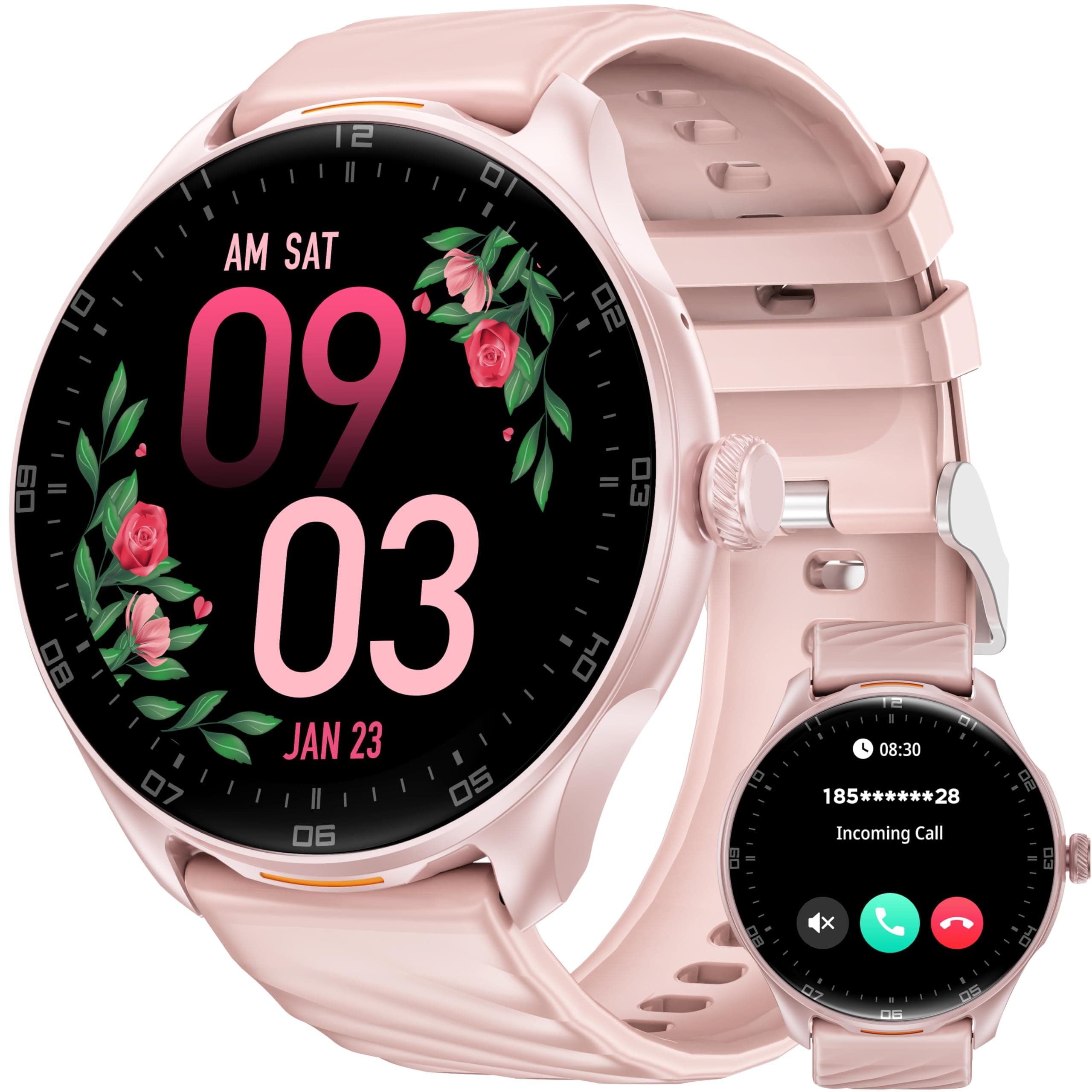 OUKITEL Women's Smart Watch with Bluetooth Call, 1.39 Inch Smartwatch with Female Function, 100+ Sports Modes, Cardio Monitoring/SpO2/Sleep/Pedometer, IP68 Waterproof, Women's Smart Watch for Android - Image 1