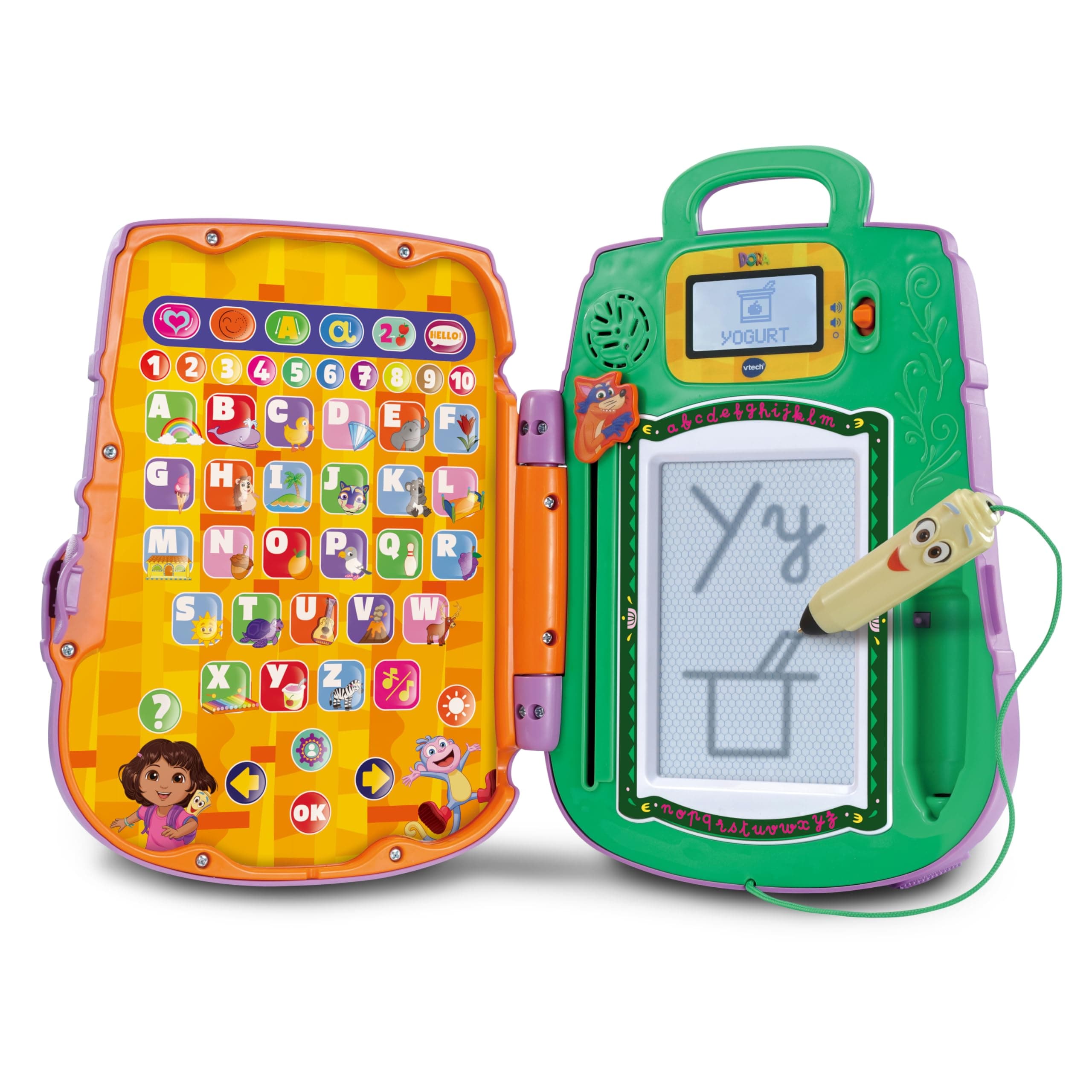 VTech - Dora The Explorer Educational Backpack - Sakado Magic Slate with interactive pen La Carte, 12 Dora Activities and Games - Gift for Children from 3 Years to 7 Years - Content in French and - Image 1