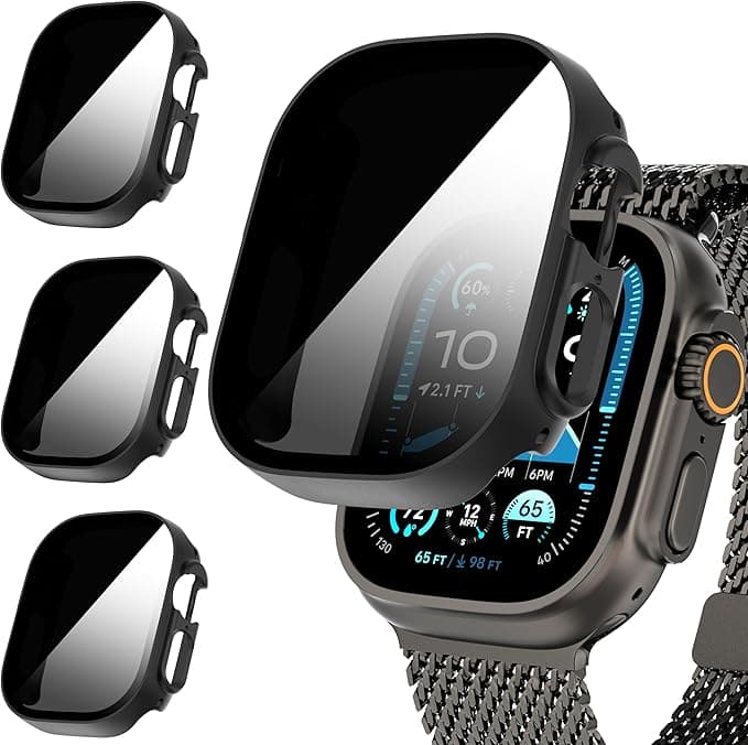 Diruite 3-Pieces for Apple Watch Ultra 3/2/1 49 mm Anti-Spy Screen Protector, HD Anti-Spy Privacy Tempered Glass Cover for iWatch 49 mm Privacy Case