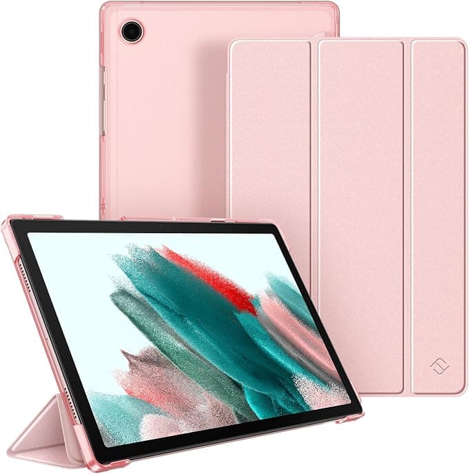 FINTIE Case for Samsung Galaxy Tab A8 10.5 Inch 2021 (SM-X200/X205/X207), Slim and Light Transparent Frosted Cover with Auto Sleep/Wake Design, Rose Gold - Image 1