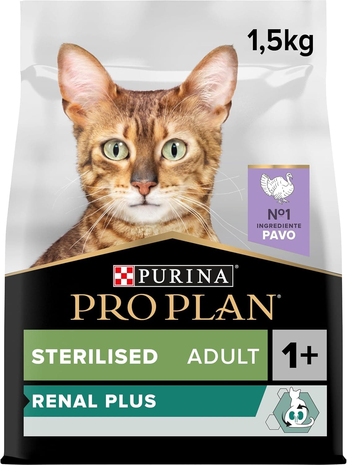 PURINA PRO PLAN | Renal Plus | Cat | Complete Dry Food for Sterilized Adult Cats | Helps maintain healthy kidney function and urinary system | Turkey | Bag | 1.5 kg