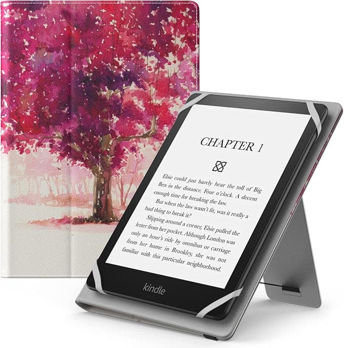 MoKo Universal Case for 6" 6.8" 7" Kindle eReaders Fire Tablet-Kindle/Kobo/Voyaga/Lenovo/Sony Kindle E-Book E-Reader Tablet, PU Case with Adjustable Stand and Hand Strap, Watercolor Landscape - Image 1