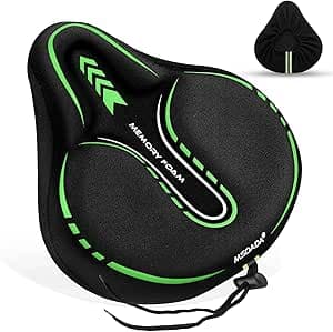 Bike Saddle Cover Gel Padded Extra Soft Foam Wide Saddle Cover for Mountain Bike, Exercise Bike, Exercise Bike, Peloton, Comfortable Saddle Padding for Men and Women (Green)